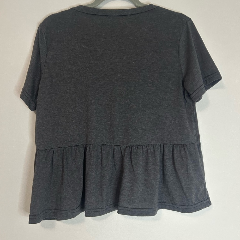 SHEIN Gray Peplum Short Sleeve T-Shirt, Size L - Picture 6 of 6